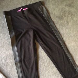 Black Leggings with faux leather strip on the side